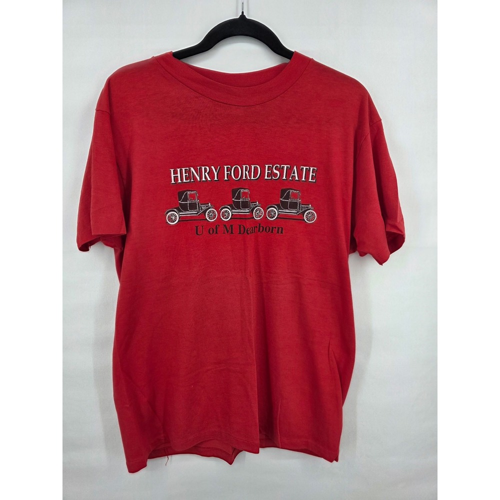 Vintage Hanes Henry Ford Estate U of M Dearborn T-Shirt Red Single Stitch Large